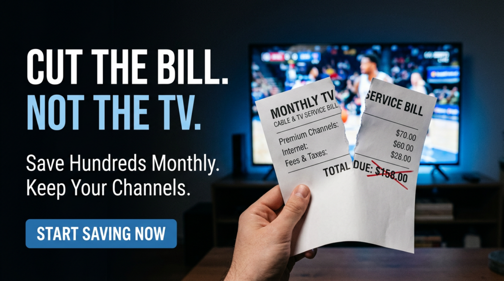 CUT THE BILL.
NOT THE TV.
Save Hundreds Monthly.
Keep Your Channels.