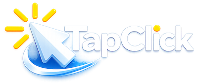 TapClick.to logo with a mouse pointer and a clicking action.